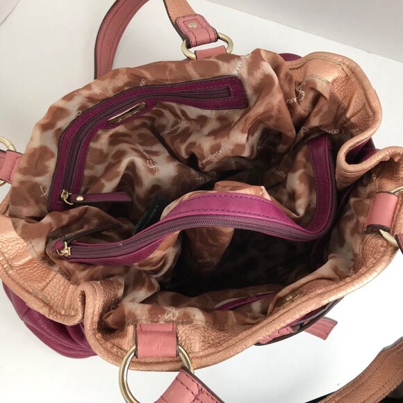 B MAKOWSKI Large Leather Hobo Shoulder Bag Purse Pink Copper Designer Pockets - Picture 12 of 16